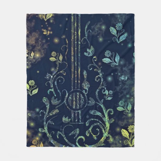 Art Blume Gitarre Fleece Blanket Romantik (Vorderseite)