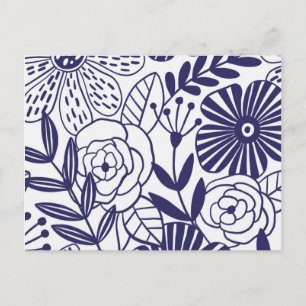 Art Blume Muster für Navy und White Pop Postkarte