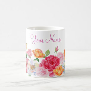 Art Blume Rose individuelle Name Kaffeetasse