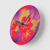 ART BRIGHT SHINY BLUME DESIGN RED GREEN MAUVE RUNDE WANDUHR (Winkel)