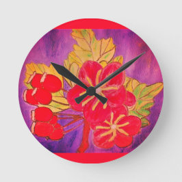 ART BRIGHT SHINY BLUME DESIGN RED GREEN MAUVE RUNDE WANDUHR