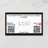 Art Business QR Code Logo JEDES GESCHÄFT Visitenkarte (Rückseite)