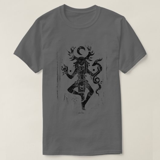 ART BY BLEUTS Cernunnos Linocut Black T-Shirt (Design vorne)