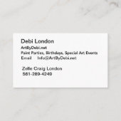 Art by Debi, Visitenkarte (Rückseite)