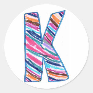 Art by Kaleb Colorful Letter K Circle Sticker