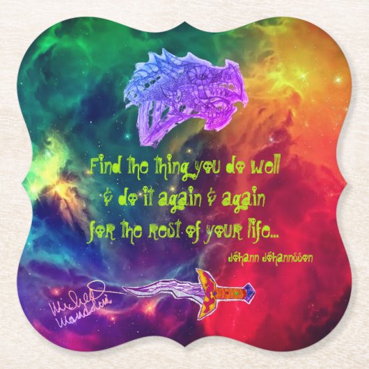 Art by Micheal Inspirational Dragon Paper Coaster Untersetzer (Vorderseite)