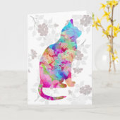 Art Cat Note Card im Wasserfarbenstil Karte (Gelbe Blume)