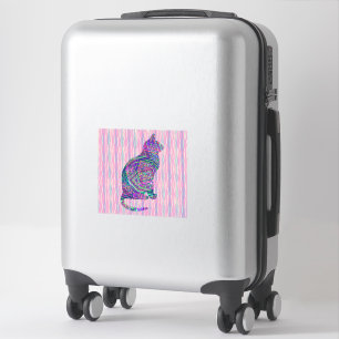 Art Cat Silhouette Vintag Style Sticker