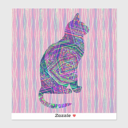 Art Cat Silhouette Vintag Style Sticker (Blatt)