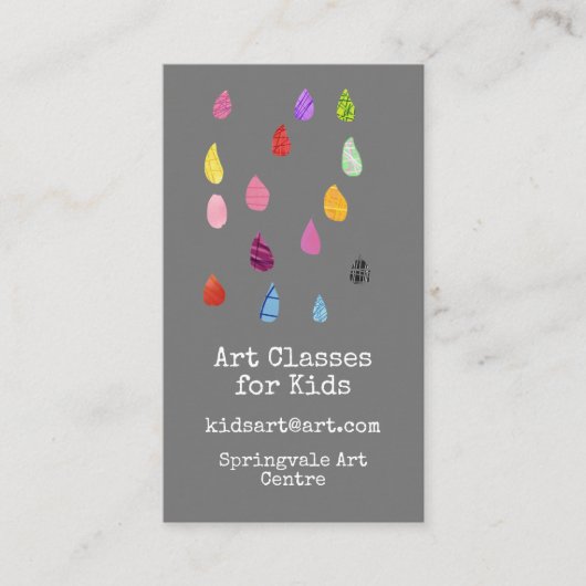 Art Classes for Kids business raindrops Visitenkarte (Vorderseite)