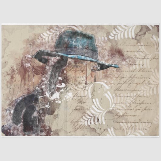 Art Collage 11 Girl 20x30 Dekoupage Tissue Seidenpapier (Vorderseite)