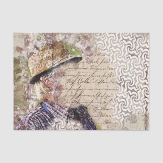 Art Collage Man 27 Decoupage Seidenpapier (Vorderseite)