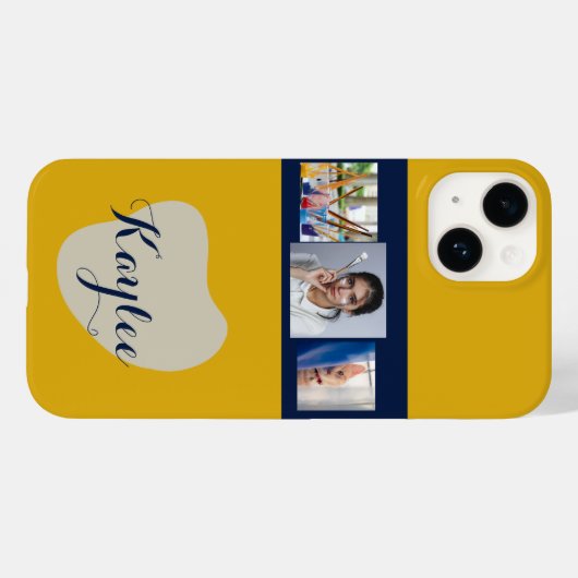 Art Collage Script Monogram iPhone Case (Rückseite (Horizontal))