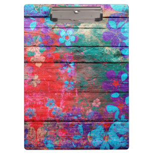 Art Color Blume Malerei auf Holz #2 Klemmbrett