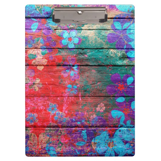 Art Color Blume Malerei auf Holz #2 Klemmbrett (Vorderseite)
