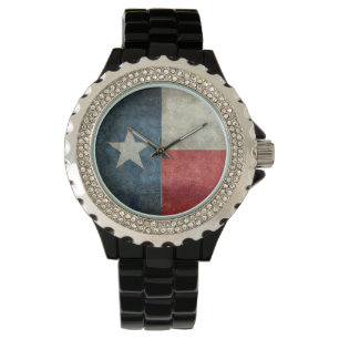 Art-Damenuhr der Texas-Staatsflagge Vintage retro Armbanduhr