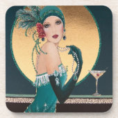 Art Deco1920er Frauen mit Cocktails Untersetzer (Vorderseite)
