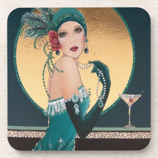 Art Deco1920er Frauen mit Cocktails Untersetzer (Vorderseite)