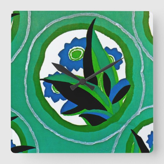 Art Deco #11 von Seguy im Emporio Moffa Quadratische Wanduhr (Vorderseite)