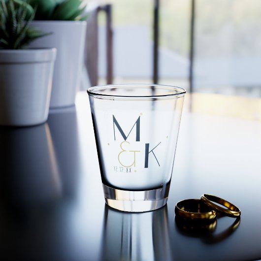 Art Deco 1920 Hochzeit speichert das Datum, an dem Schnapsglas