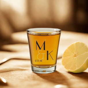 Art Deco 1920 Hochzeit speichert das Datum, an dem Schnapsglas