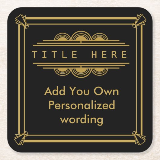 Art Deco 1920 personalisierter Untersetzer (Vorderseite)