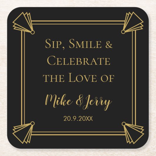 Art Deco 1920 personalisierter Untersetzer (Vorderseite)