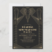Art Deco 1920er Gatsby Elephant Silvester Einladung (Vorderseite)