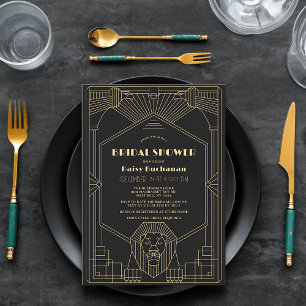 Art Deco 1920er Gatsby Löwe Brautparty-Einladung Einladung
