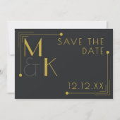 Art Deco 1920er Hochzeit Elegant Black Save the Da Save The Date (Vorderseite)