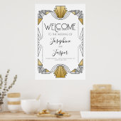 Art Deco 1920er Jahre Begrüßungszeichen in Weiß un Poster (Küche)