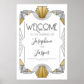 Art Deco 1920er Jahre Begrüßungszeichen in Weiß un Poster (Vorne)