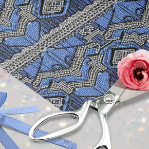 Art Deco 1920er Jahre blaues silberfarbenes Kleid Seidenpapier