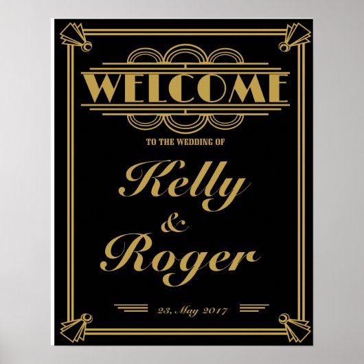 ART Deco 1920er Jahre Gatsby Stil Hochzeitsempfang Poster (Vorne)