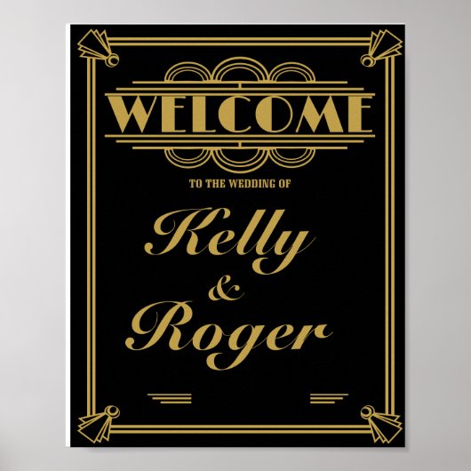 ART Deco 1920er Jahre Gatsby Stil Hochzeitsempfang Poster (Vorne)
