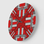Art Deco 1920er Jahre Geometric Red-Grey Große Wanduhr (Winkel)