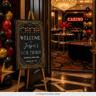 Art Deco 1920er Jahre Schwarz-Gold-Casino-Willkomm Poster