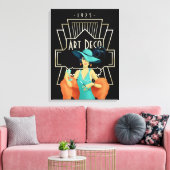 Art Deco 1920er Lady Cocktail Gold Frame Black Leinwanddruck (Insitu (Wohnzimmer))