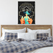 Art Deco 1920er Lady Cocktail Gold Frame Black Leinwanddruck (Insitu (Schlafzimmer))