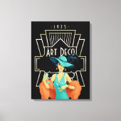 Art Deco 1920er Lady Cocktail Gold Frame Black Leinwanddruck (Vorderseite)