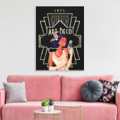 Art Deco 1920er Lady Singer Gold Frame Black Leinwanddruck (Insitu (Wohnzimmer))
