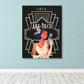 Art Deco 1920er Lady Singer Gold Frame Black Leinwanddruck (Insitu (Holzboden))