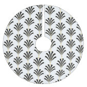 Art Deco 1920er Palmettos in Schwarz & Weiß Polyester Weihnachtsbaumdecke (Vorderseite)