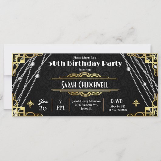 Art Deco 1920er Party Einladung (Vorderseite)