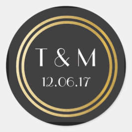 Art Deco 1920er Stickers Black Gold Round Label