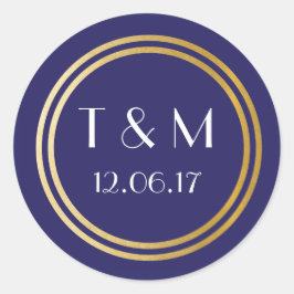 Art Deco 1920er Stickers Navy Gold Round Label