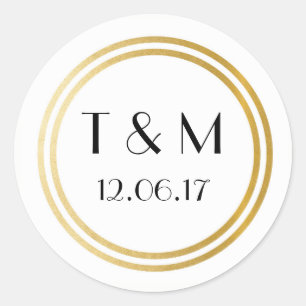 Art Deco 1920er Stickers White Gold Round Label