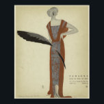 Art Deco 1920s Mode ~ Rose du Soir Poster<br><div class="desc">Ein Art Deco, Jugendstil 1920er Jahre Mode zeichnete von einer Dame in einem goldbraunen Kleid mit einem rote Rose Muster, von Künstler Eduardo Benito, Titled: "Rose du Soir" (Rose der Nacht). Ein wunderschönes Kunstwerk für jede moderne Zuhause, Büroloft oder Studioloft! Eduardo Benito (1891-1981), eine Ikone der Art Déco-Ära, war ein...</div>