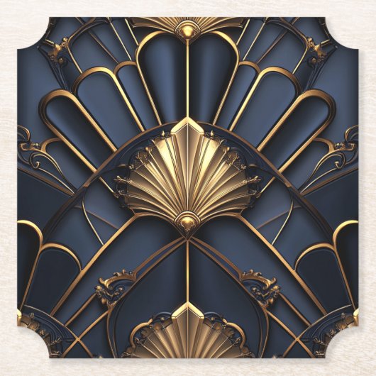 Art Deco 1920's Navy Blue & Gold Elegant Untersetzer (Vorderseite)