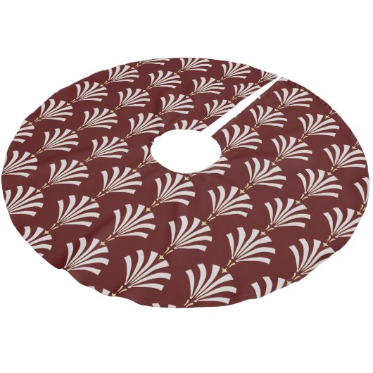 Art Deco 1920s Palmettos in Cranberry & White Polyester Weihnachtsbaumdecke (Schrägansicht)